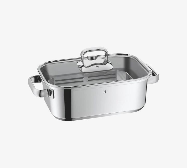 Produktbild WMF Dampfgarer Bräter 6,5l Glasdeckel Garblech Vitalis Aroma Edelstahl Induktion