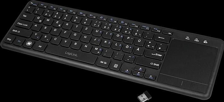 Produktbild LogiLink Tastatur Wireless mit Touchpad, 2,4 GHz, schwarz (DE, Kabellos)