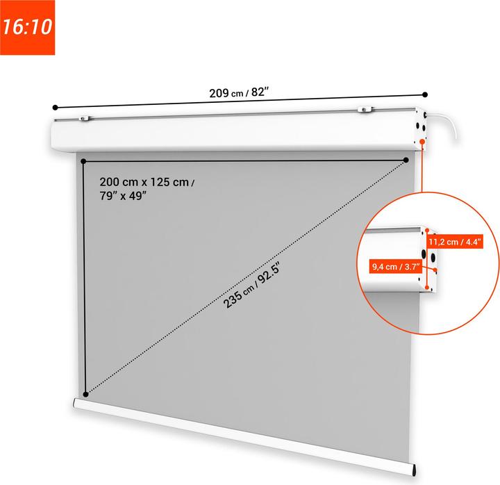 Immagine prodotto Celexon Expert - schermo - montaggio a soffitto possibile, adatto al montaggio a parete - motorizzato (116.02", 16:10)