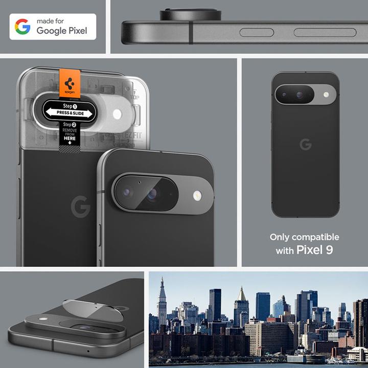 Actual product image Spigen EZ Fit Tempered Glass Camera Protector Google Pixel 9 2-Pack (2 Piece, Google Pixel 9)