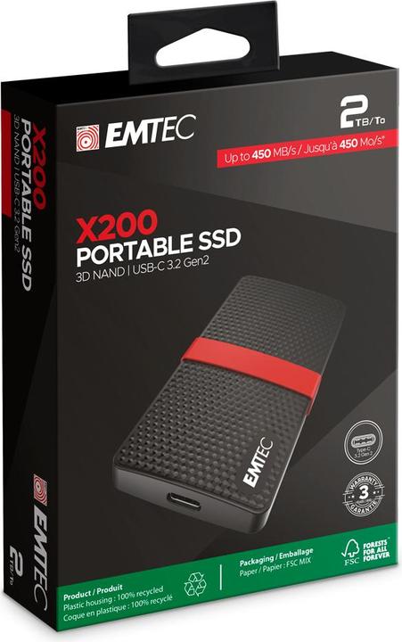 Produktbild Emtec SSD 3.2Gen1 X200 2TB Portable (2000 GB)