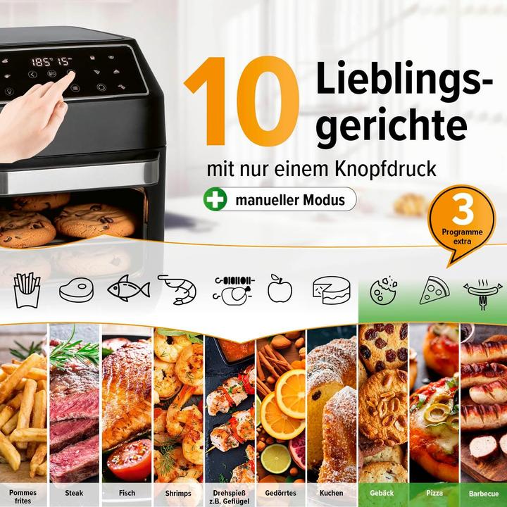 Actual product image Gourmetmaxx Heissluftfritteuse mit 10 Funktionen und Zubehörset