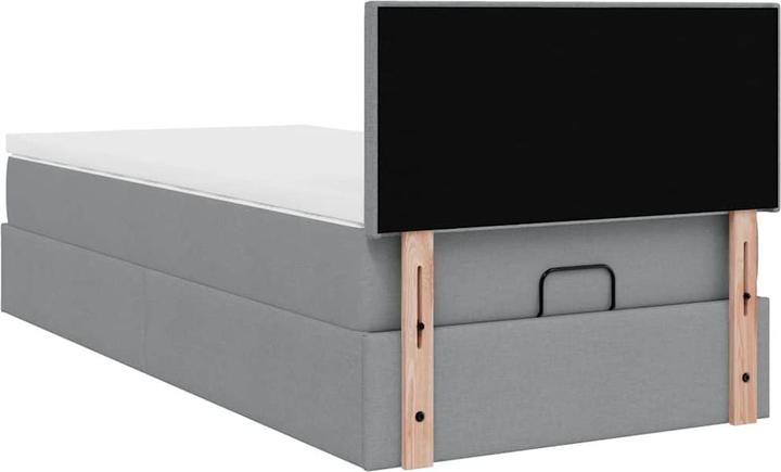 Produktbild VidaXL Ottoman-Bett mit Matratze Hellgrau 90x190 cm Stoff (90 x 190 cm)