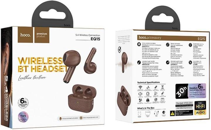 Produktbild Hoco Wireless headphones wireless earphones bluetooth TWS EQ15 brown (6 h, Kabellos)