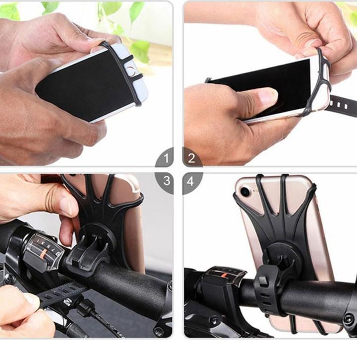 Produktbild Deltalabs Universal Fahrrad Velo Silikon Halterung 360° Drehbar Handy / Smartphone (4"- 6")