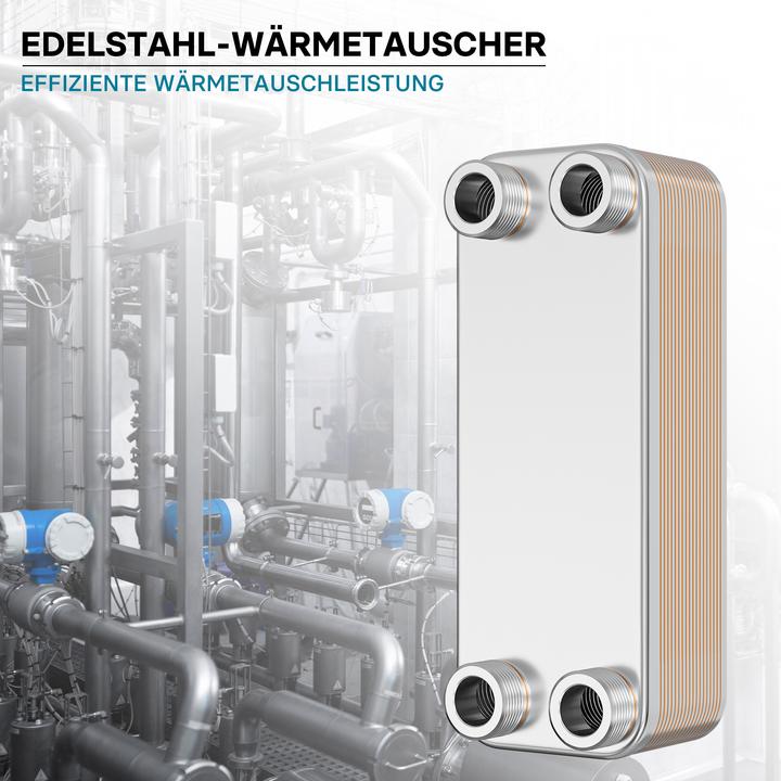 Produktbild Wiltec Edelstahl Wärmetauscher 20 Platten 115 kW Plattenwärmetauscher Wärmeüberträger