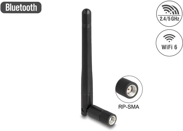 Image du produit Delock WLAN 802.11 ac/ax/a/b/g/n Antenne RP-SMA mâle 2 dB (WiFi)
