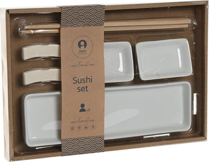 Produktbild DKD Home Decor Sushi-Set 24 x 7 x 2 cm natürlich Weiss Steingut Orientalisch (12 Stück)