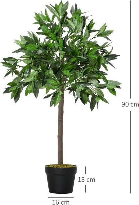 Produktbild Swisshandel24 2er-Set Künstlicher Lorbeerbaum 90 cm Kunstpflanzen im Zementtopf, Zimmerpflanze (90 cm)