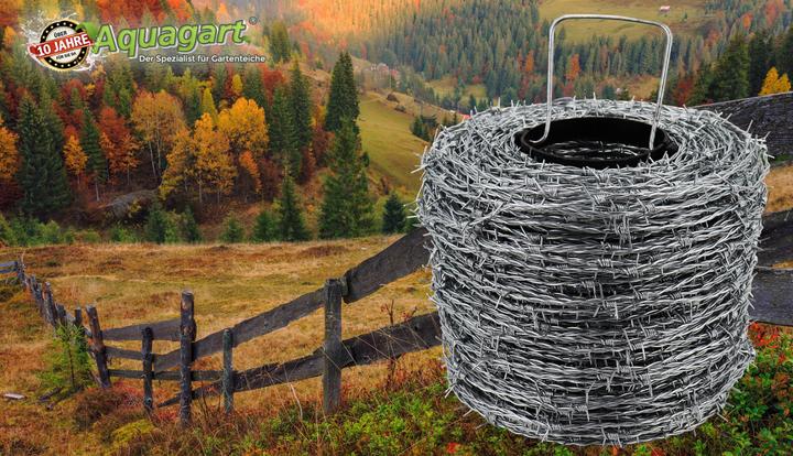 Actual product image Aquagart 200m Stacheldraht verzinkt 1,6/1,7mm für Wildzaun Forstzaun Knotengeflecht