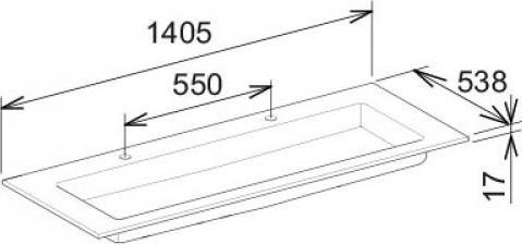 Produktbild Keuco Keramik-Doppelwaschtisch ROYAL 60 1409x17x538mm m 2x1L-Boh we (538 mm, 1409 mm)