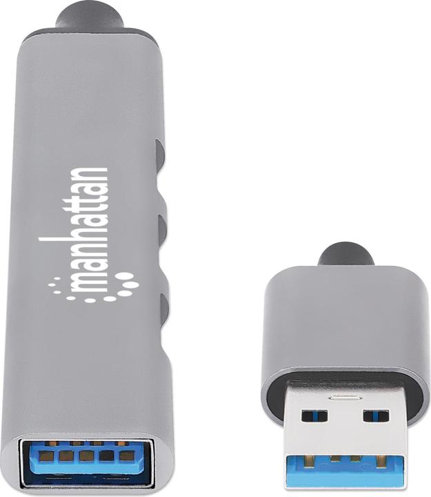Image du produit Manhattan Hub 4 ports USB-A 3x480Mbit/s 1xGbit/s USB-A mâle (USB-A, 4 Ports)