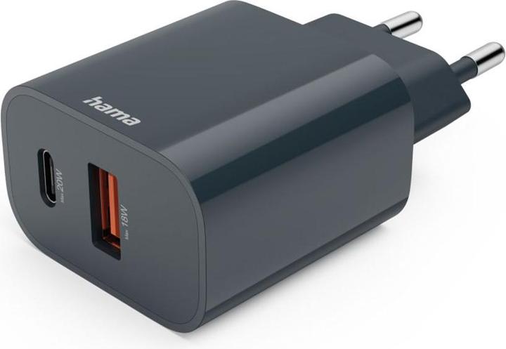 Hama Snellader, USB-C, USB-A, Power Delivery (PD), 20 W, antraciet (20 W)