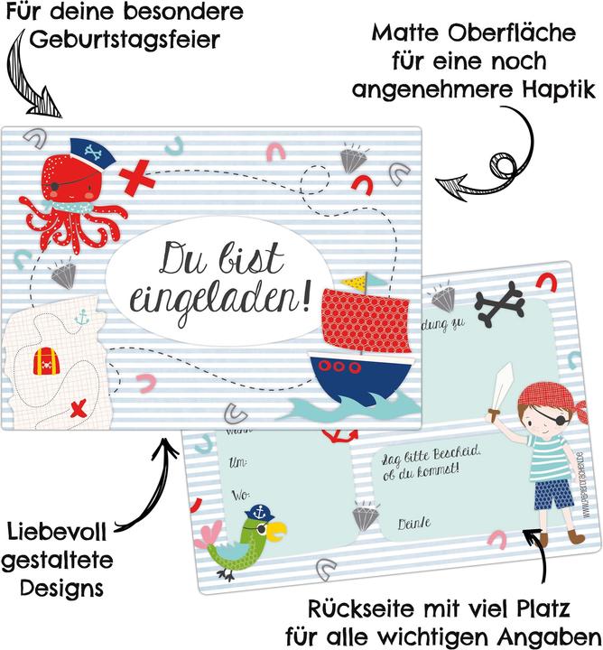 Immagine prodotto Papierdrachen 12 Biglietti d'invito di compleanno - Pirata (12 pz.)