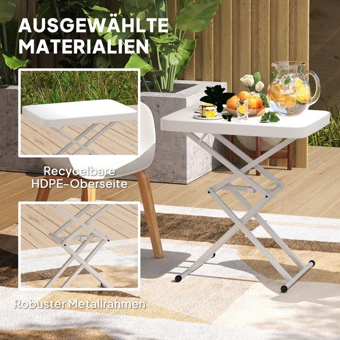 Produktbild Swisshandel24 Beistelltisch Gartentisch höhenverstellbar, Kunststoff, bis 50kg belastbar, 65x45x70H cmWeiss