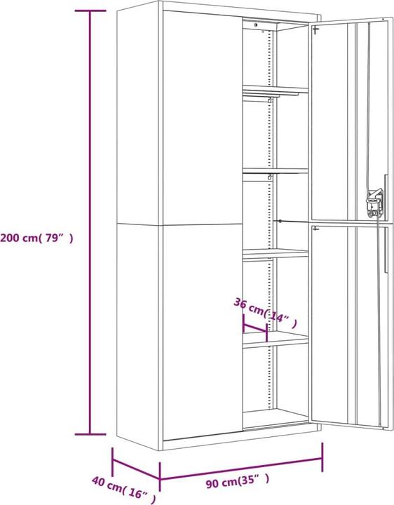 Produktbild VidaXL Bakarne (90 x 40 x 200 cm)