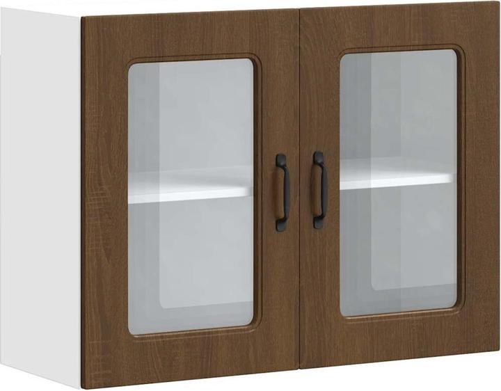 Produktbild VidaXL Küchen-Hängeschrank mit Glastür Kalmar Braun Eichen-Optik (80 x 31 x 60 cm)