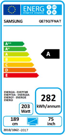 Energy Label Samsung Qe75q7fn (75", LCD, 4K, 2018)