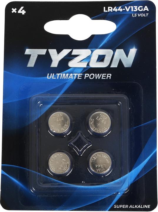 Tyzon Knopfzellenbatterie Ultimate Power V13GA 4 Stk. (4 Stk., LR44, 140 mAh)