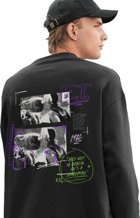 Actual product image E.T. Unisex Adult Kiss Acid Wash Sweatshirt (S)