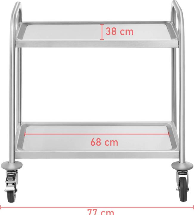Produktbild Royal Catering SERVIERWAGEN Küchenwagen Transportwagen 2 Borde 150 kg Teewagen Abräumwagen Neu