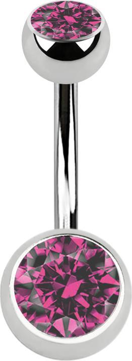 Actual product image Star Piercing Banana silver with two balls crystal pink (without brass, Surgical steel 316L)