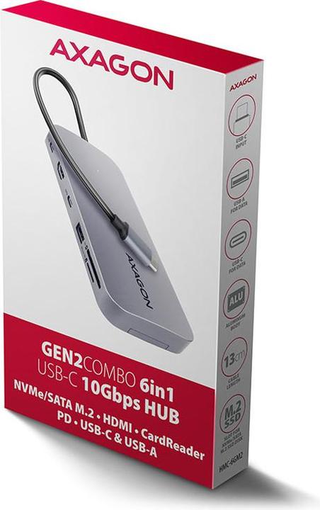 Produktbild Axagon HUB HMC-6GM2 USB 6 in1 10 Gbit (USB-C, 1 Ports)