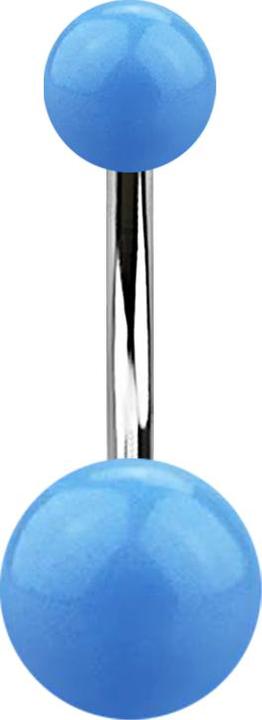Produktbild Star Piercing Banane silber mit zwei Kugeln hellblau (Acryl, ohne Messing, Chirurgenstahl 316L)
