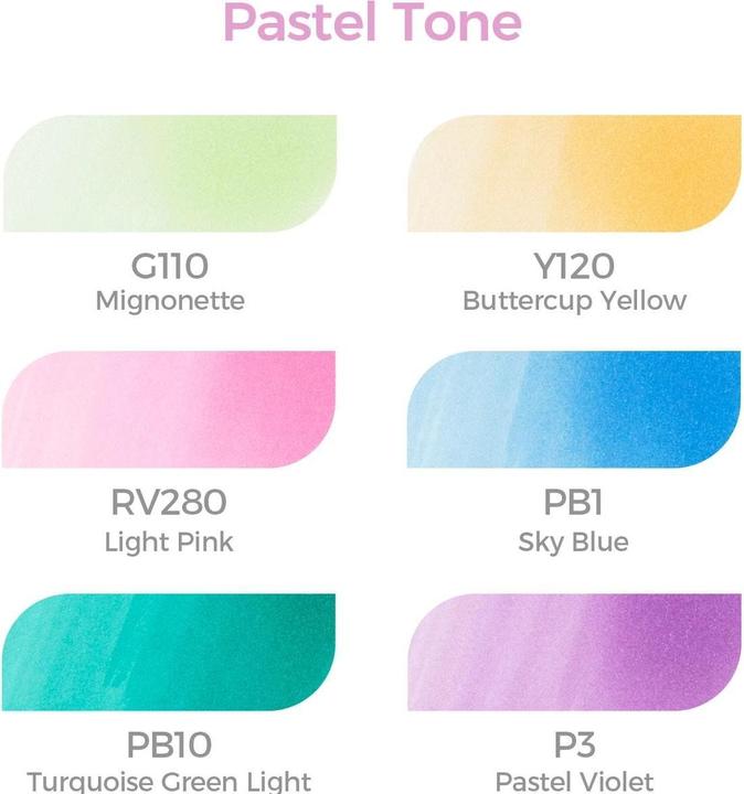 Immagine prodotto Ohuhu Pennarelli artistici Honolulu (6 pezzi) - colori pastello (Toni pastello, 6 x)