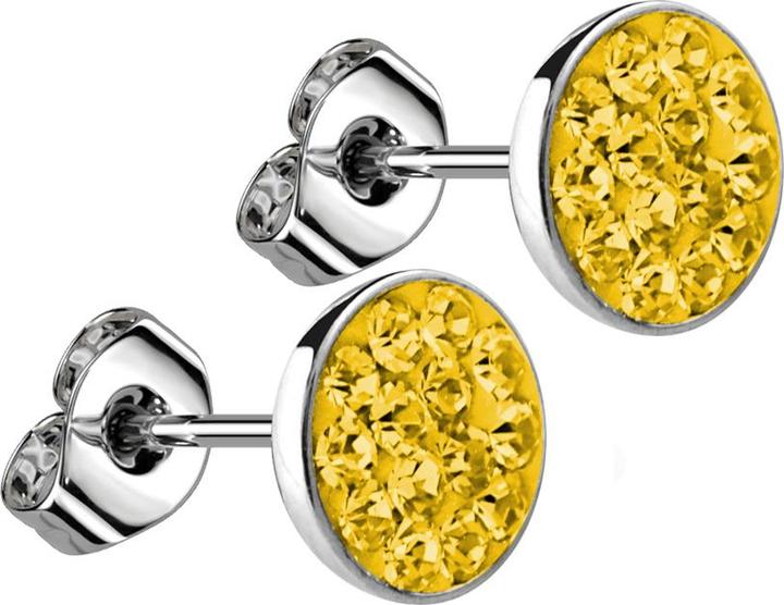 Produktbild Star Piercing Ohrstecker silber Teller Kristall topaz (Chirurgenstahl 316L, ohne Messing)