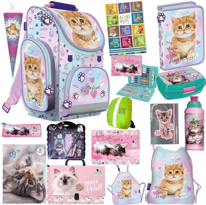 Produktbild Goldkids 16-teiliges Schulranzen-Set Katze Motiv