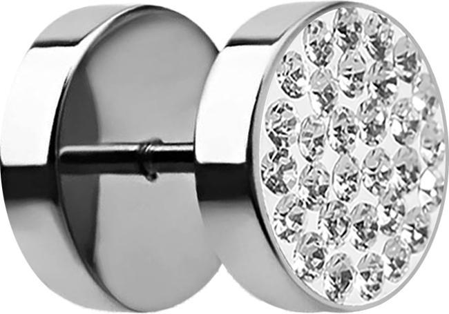 Produktbild Star Piercing Fake Plug mit Kristall silber (ohne Messing, Chirurgenstahl 316L)