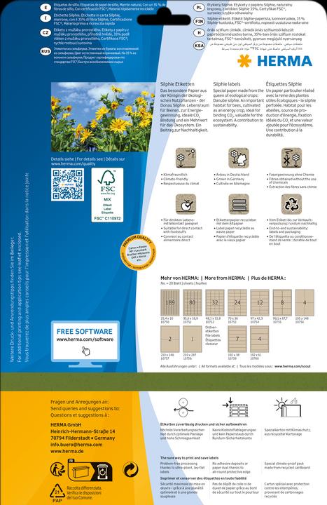 Actual product image HERMA Grass paper labels A4