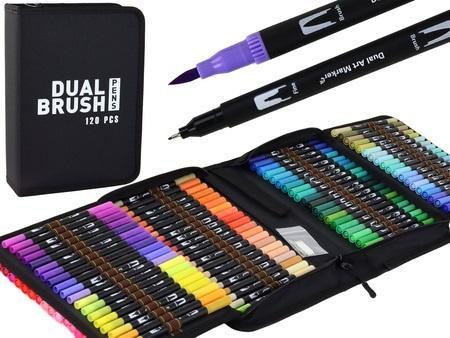 Produktbild Lean Toys Doppelseitige Marker im Federmäppchen, 120 Stück (120 x)