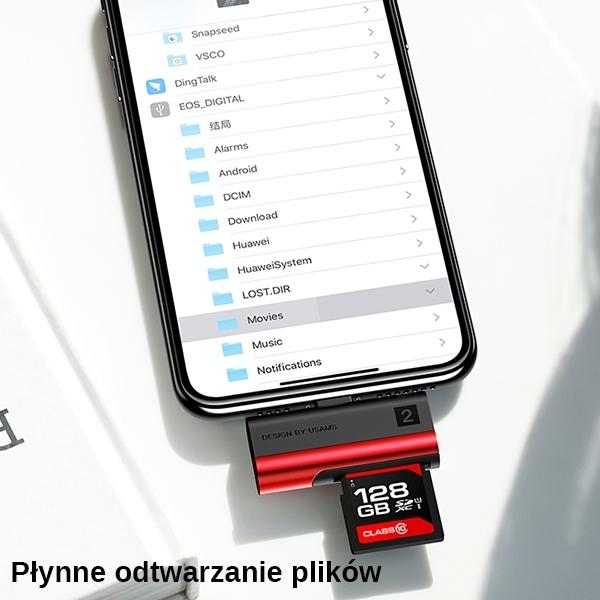 Immagine prodotto Usams Carrello SD/microSD ze złączem lightning czerwony/red SJ430DKQ02 (US-SJ430) (Lightning)