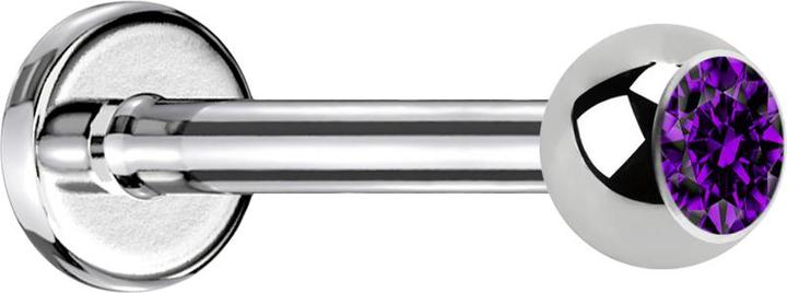 Produktbild Star Piercing Labret silber mit Kugel Kristall violett (ohne Messing, Chirurgenstahl 316L)