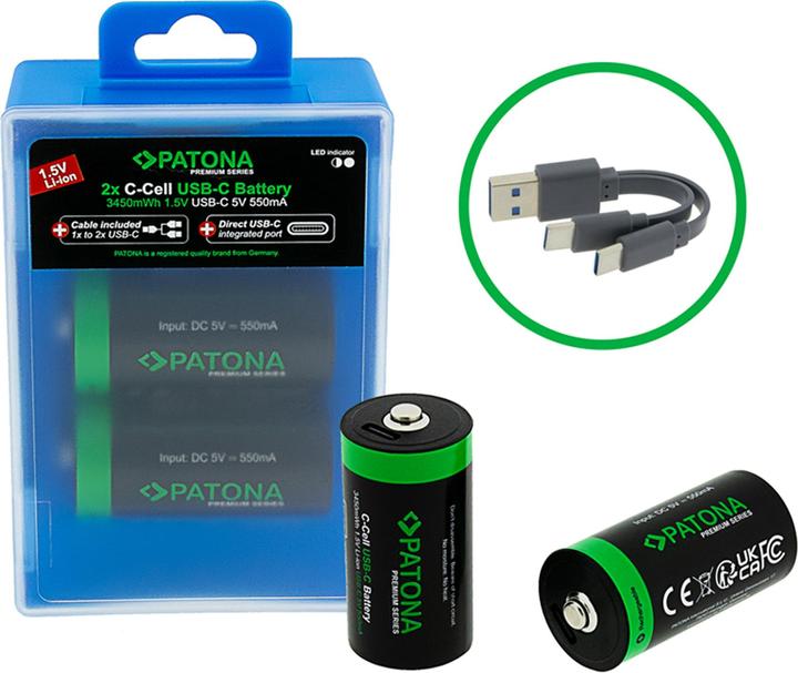 Produktbild Patona Premium Akku 2x LR14 USB-C (Akku)