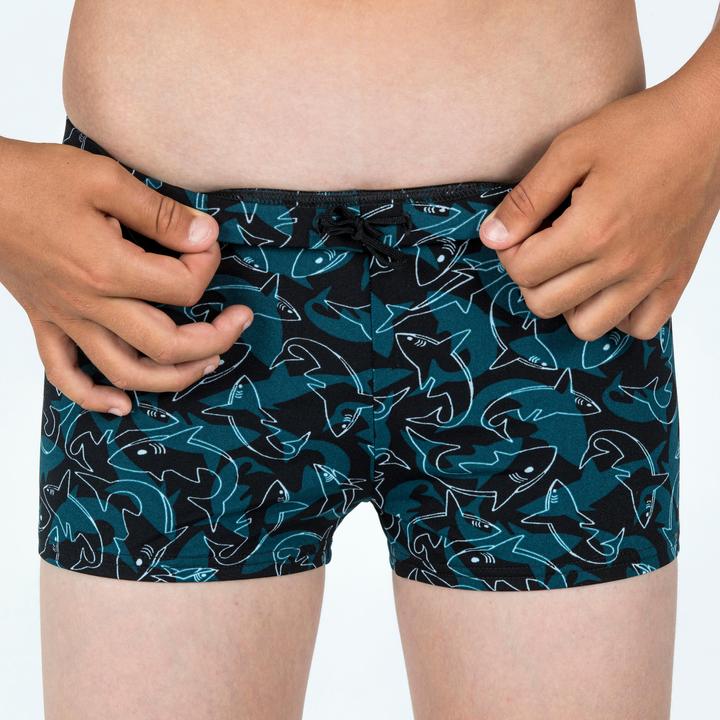Image du produit Nabaiji Maillot boxer de bain natation Garçon - 500 Fitib shark noir bleu (5, 6)