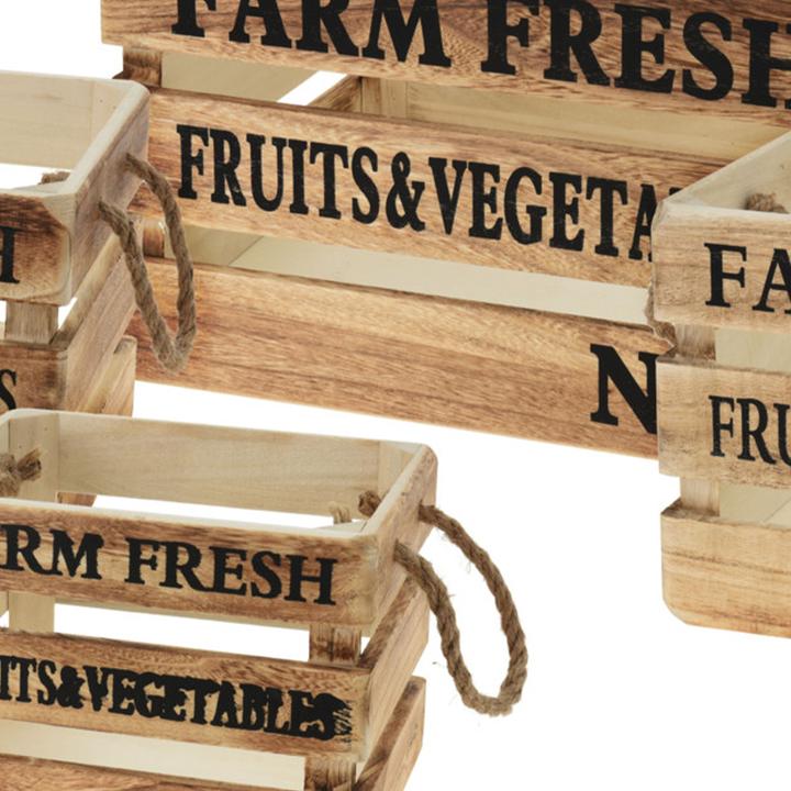 Actual product image Natura Punto Set of 4 wooden decorative boxes with rope handles