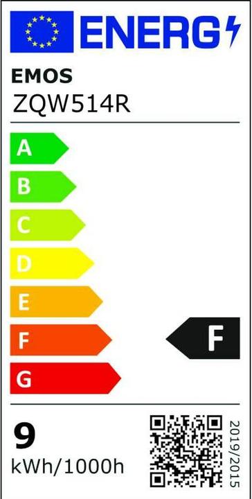 Energy Label Emos LED lamp GoSmart A60 / E27 / 9 W (60 W) / 806 lm / RGB / dimmable / Wi-Fi (E27, 9 W, 806 lm, 1 x, F)