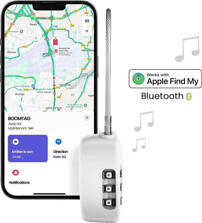Produktbild Boompods LOCK TSA Bag Tracker White (Apple)