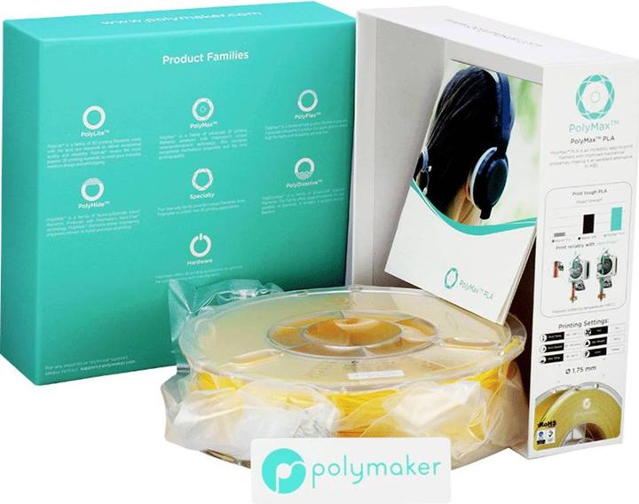Image du produit Polymaker PA06007 Filament PolyMAX Tough Haute rigidité, haute résistance à la traction (PLA, 1.75 mm, 750 g, Jaune)