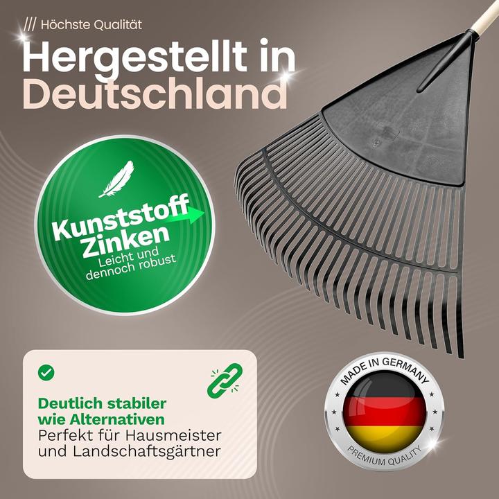 Actual product image Novatool Laubbesen mit Teleskop-Stiel bis 152cm, Laubfeger mit 30 Kunststoff-Zinken, Rechen Arbeitsb
