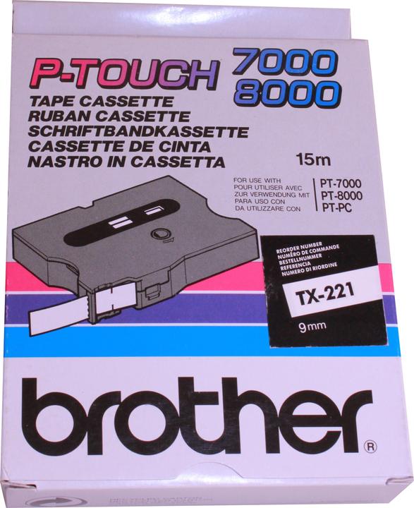 Produktbild Brother Tx-221 (0.90 cm, Schwarz, Weiss)