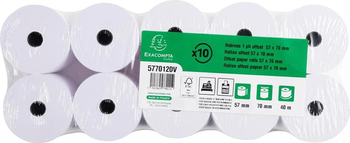 Actual product image Exacompta Cash register rolls, 57 mm x 44 m x 12 mm, extra white