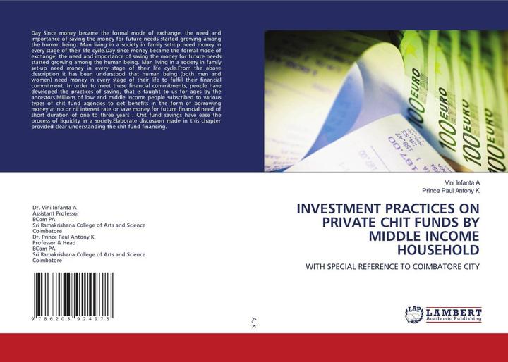 Produktbild Investment Practices On Private Chit Funds By Middle Income Household (Prince Paul Antony K, Vini Infanta A, 2021)