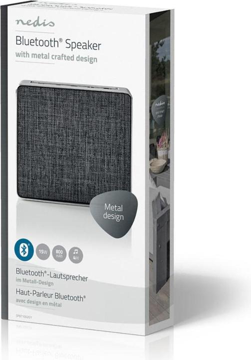 Actual product image Nedis SPBT-1002 Bluetooth Speaker Gun Metal Grey (20 h, Rechargeable battery operated)