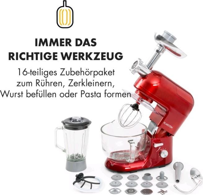 Image du produit Klarstein Lucia Rossa 2G Robot de cuisine rouge (1300 W)