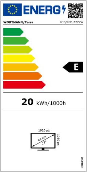 Energie-Label Wortmann TERRA LCD/LED 2727W V2 black HDMI/DP/USB-C GREENLINE PLUS (1920 x 1080 Pixel, 27")