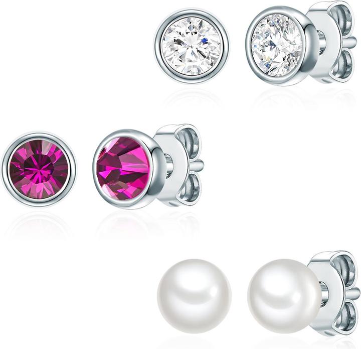 Rafaela Donata Damen Sterling Silber verziert mit Kristallen von Swarovski® Süsswasser-Zuchtperle silber - 12540 (Sterling Silber)